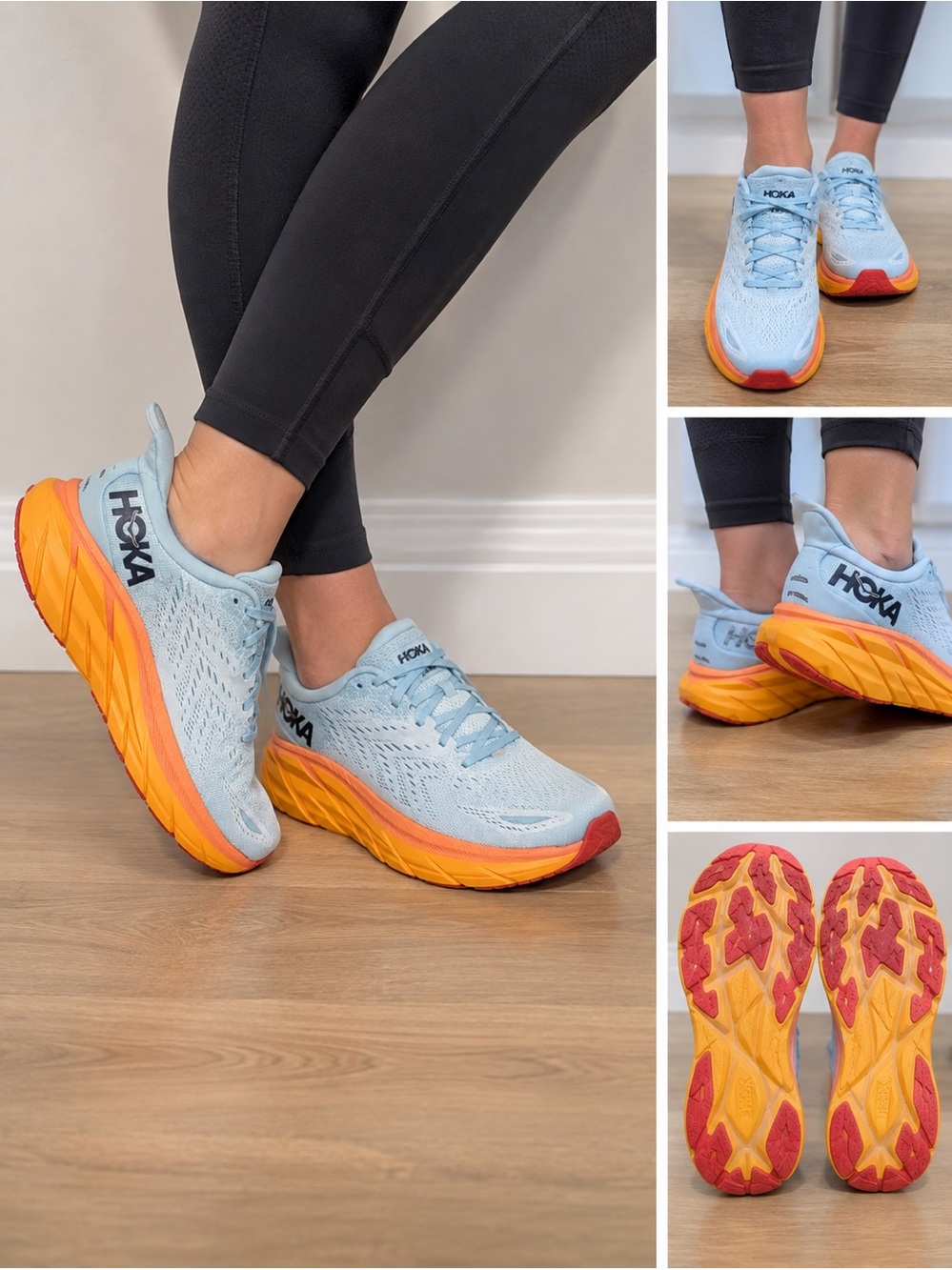 HOKA Clifton 8 Running Shoes Women’s 11 Blue/Orange Great Used condition